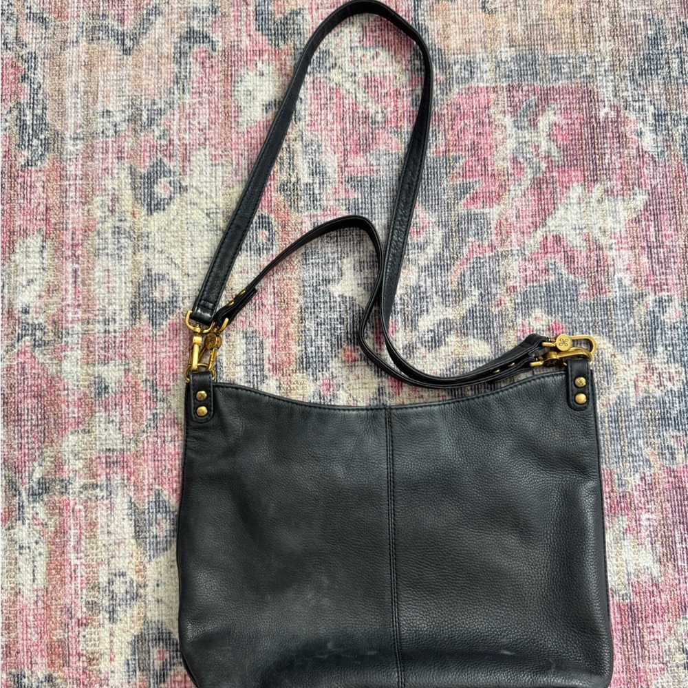 HOBO Black Leather Hobo Bag with Gold Hardware